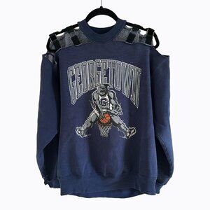 Vintage Furst Of A Kind Georgetown Navy Sweatshirt 2XL Upcycled Shoulder Straps